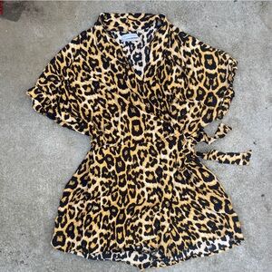 Urban Outfitters Animal Print Romper in Black and Tan